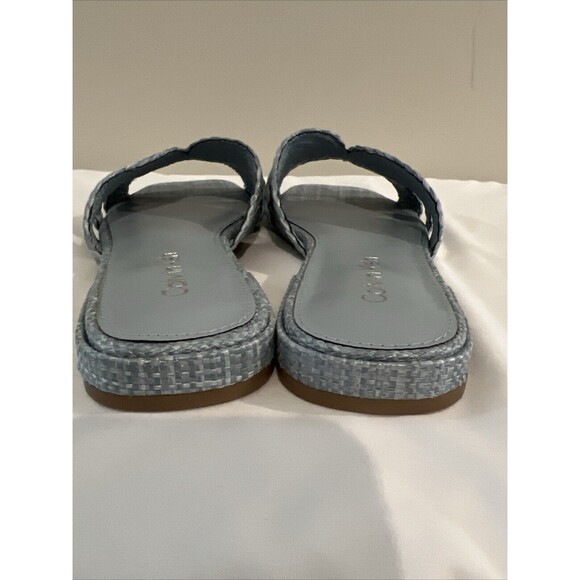 Calvin Klein Raffia Flat Sandals Powder Blue Size 7 - Picture 7 of 13